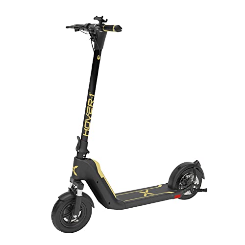 Hover-1 Helios Folding Electric Scooter, 18 MPH Top Speed, 24 Mile Range, 500 Watts Max Power, 10” Pneumatic Tires, Rear Disc Brakes, Removable Battery, and Dual Front Suspension, Yellow