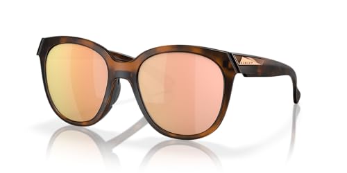 Oakley Women's OO9433 Low Key Round Sunglasses, Matte Brown Tortoise/Prizm Rose Gold Polarized, 54 mm