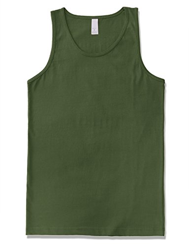 JD Apparel Men's Sleeveless Basic Tank Top Jersey Casual Shirts M Military Green Olive