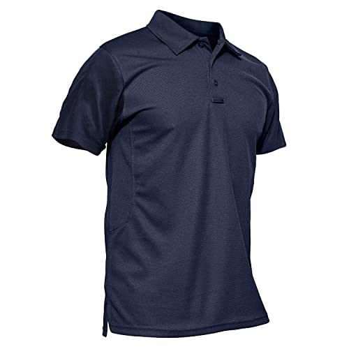 MAGCOMSEN Navy Blue Polo Shirts for Men T Shirts Short-Sleeve Hiking Shirts Hunting Shirt Tactical Shirts Navy M