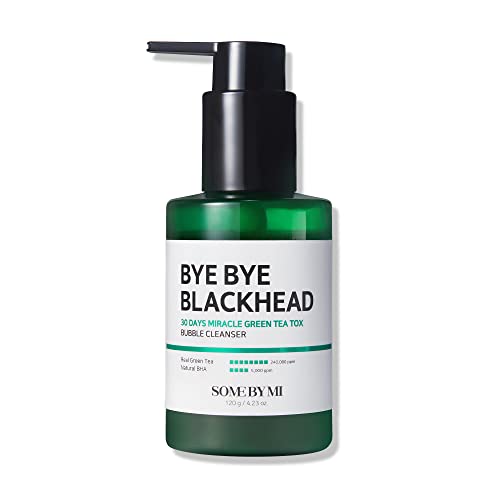 SOME BY MI Bye Bye Blackhead 30 Days Miracle Green Tea Tox Bubble Cleanser - 4.23 Oz, 120g - Made from Green Tea Extract - Mild Daily Face Wash for Removing Sebum and Blackheads - Korean Skin Care