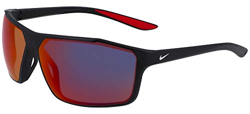 Nike Windstorm Rectangular Sunglasses, Black/Pure Platinum, 65/13/140