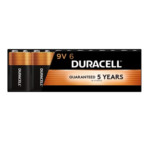 Duracell Coppertop 9V Battery, 6 Count Pack, 9 Volt Battery with Long-lasting Power, All-Purpose Alkaline 9V Battery for Household and Office Devices