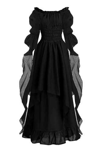 GOLDSTITCH Women's Victorian Dress Renaissance Medieval Costume Gothic Witch Dress black for Women