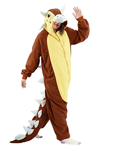 Adult Ankylosaurus Onesie Pajamas Dinosaur Animal Cosplay Cartoon Costume Christmas Halloween Jumpsuit for Women Men