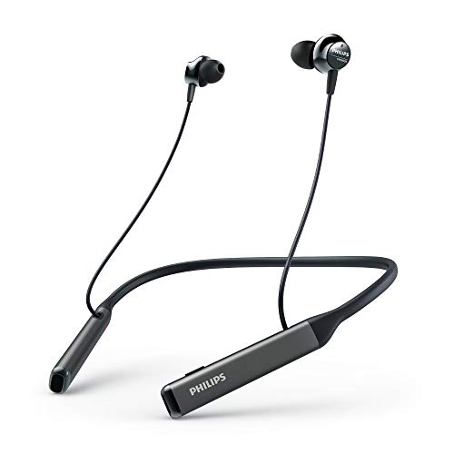 PHILIPS Wireless Neckband Headphones PN505 with Active Noise Canceling, Voice Assistance, Up to 14hours Play time, Hi-Res Audio (TAPN505BK), Black