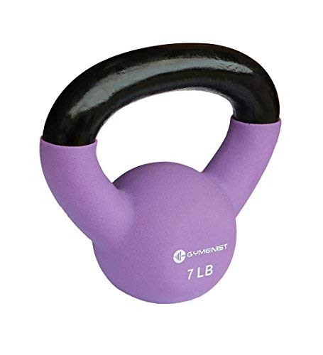 GYMENIST Kettlebell Fitness Iron Weights with Neoprene Coating Around The Bottom Half of The Metal Kettle Bell (7 LB)