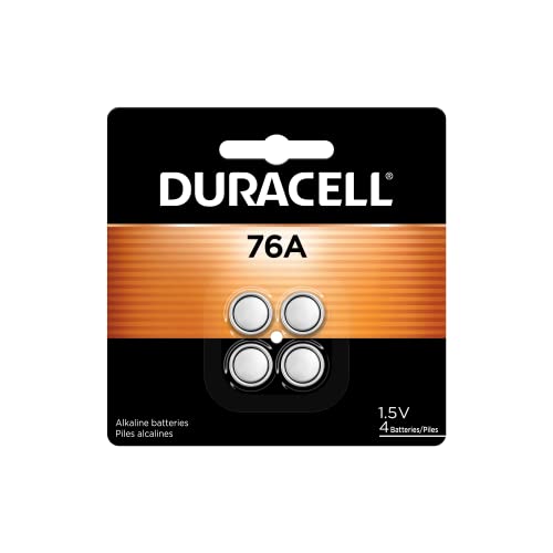 Duracell 76A 1.5V Alkaline Batteries, 4 Count Pack, 76A 1.5 Volt Battery, equivalent to LR44, A76, PX76A, V136A, AG13, and L1154 battery types