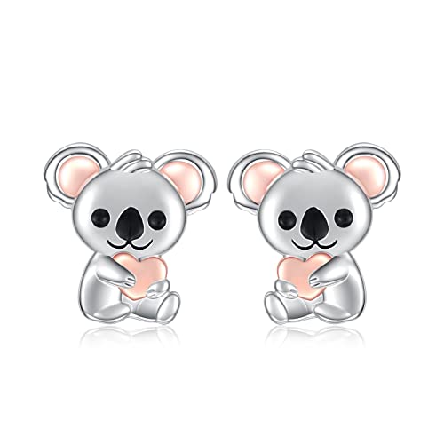 925 Sterling Silver Koala Stud Earrings: Cute Koala Bear Earrings for Women Koala Animal Stud Earrings Jewelry Gifts for Teens Girls