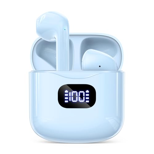 KTGEE Wireless Earbuds, Bluetooth 5.3 Headphones 40Hrs Playtime with Charging Case, IPX5 Waterproof Stereo in-Ear Earphones with Microphone for iOS Android Cell Phone Sports Workout, Blue
