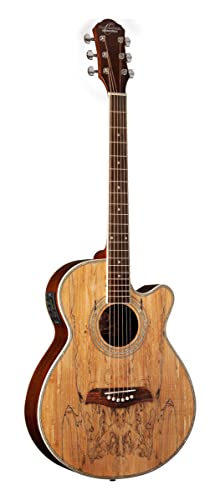 Oscar Schmidt 6 String Acoustic-Electric Guitar, Right, Spalted Maple (OG10CESM-A)
