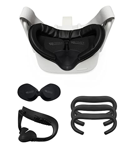 VR Cover Fitness Facial Interface Bracket & Foam Comfort Replacement with Lens Protector Cover for Oculus/Meta Quest 2 (Dark Grey & Black + Comfort Foam)