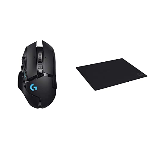 Logitech G502 Lightspeed Wireless Gaming Mouse with Lightsync RGB - Black Logitech G640 Large Cloth Gaming Mouse Pad, Optimized for Gaming Sensors Mac and PC Gaming Accessories
