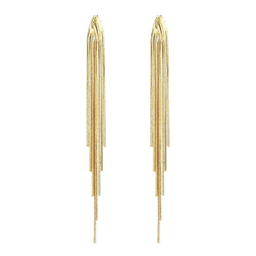 Gold Tassel Earrings Long Chain Earrings for Women Teen Girls Tassel Dangle Drop Earrings Prom Sexy Copper Earrings