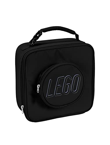 LEGO Black Lunch Bag, Durable and Insulated, with Mesh Pouch and Zip Compartment, Perfect for On-the-Go Meals