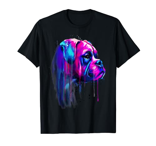 Colorful Boxer Dog Art Watercolor T-Shirt