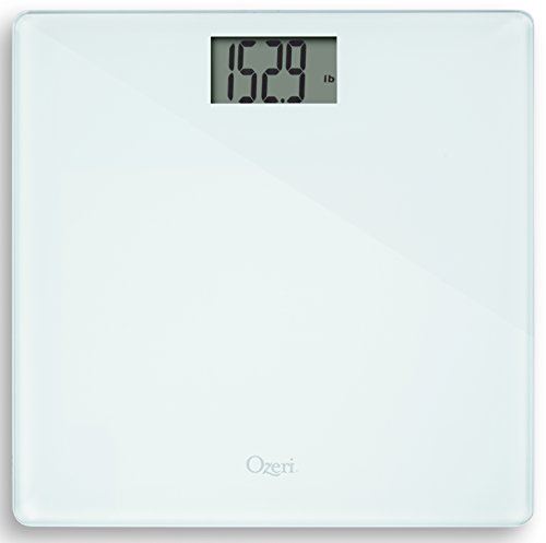 Ozeri Precision Bath Scale (440 lbs / 200 kg) in Tempered Glass, with 50 gram Sensor Technology (0.1 lbs / 0.05 kg) and Infant, Pet & Luggage Tare- White