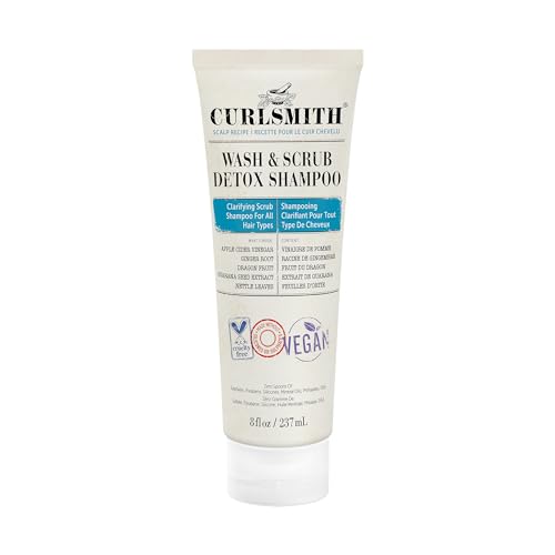 CURLSMITH - Wash & Scrub Detox Shampoo - Vegan Exfoliating Clarifying Shampoo for any Hair Type, Healthy Scalp (8 fl oz)