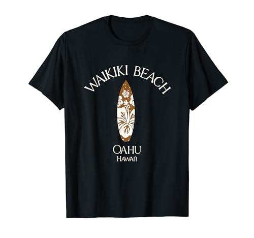 Waikiki Beach Oahu Hawaii Vintage Surfboard T-Shirt