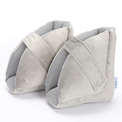 Fanwer Heel Protectors for Pressure Sores - Foot Suppot Pillow, Heel Cushions for Heel Pain Relief, Bedsores, Pressure ulcers, Bedridden, 2 Pcs, Gray