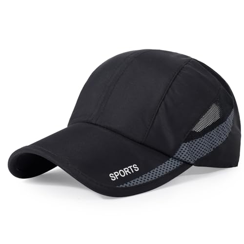 HH HOFNEN Quick Dry Cap with Adjustable Airy Mesh and UV Protection, One Size, #3 Black