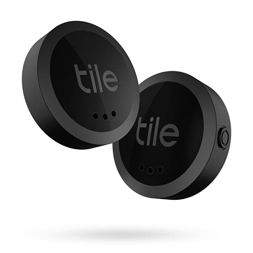 Tile Sticker 2-Pack. Small Bluetooth Tracker, Remote Finder and Item Locator, Pets and More; Up to 250 ft. Range. Water-Resistant. Phone Finder. iOS and Android Compatible,Black