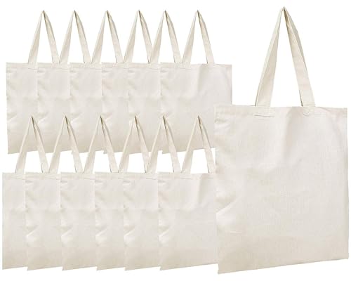 Simpli-Magic 79163 Canvas Tote Bags, 13'x15', Pack of 15, Natural