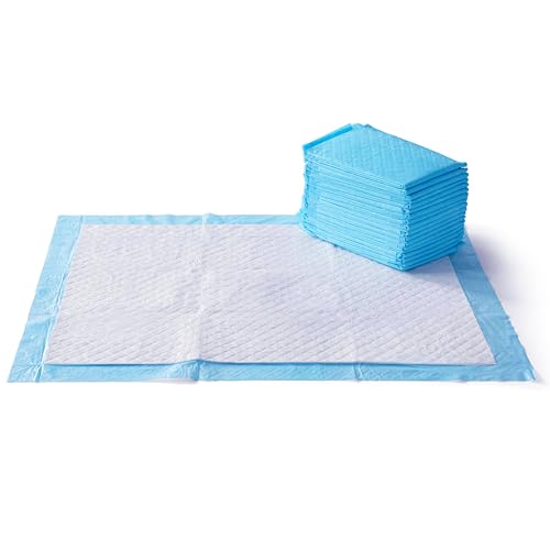 Amazon Basics Dog and Puppy Pee Pads with 5-Layer Leak-Proof Design and Quick-Dry Surface for Potty Training, Heavy Duty Absorbency, X-Large, 28 x 34 Inch - Pack of 25, Blue & White