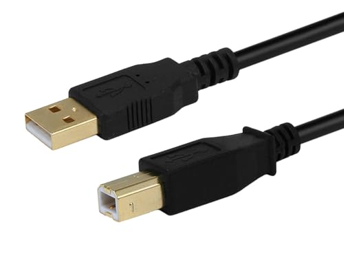 Monoprice USB-A Male to USB-B Male 2.0 Cable - 28/24AWG, Shielded, Gold Plated, 15 Feet, Black