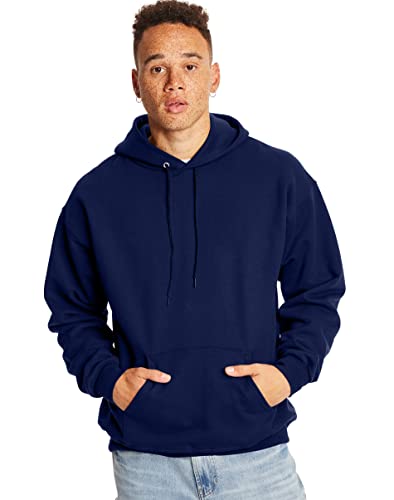 Hanes mens Ultimate Cotton Heavyweight Pullover Hoodie athletic sweatshirts, Navy, Large US