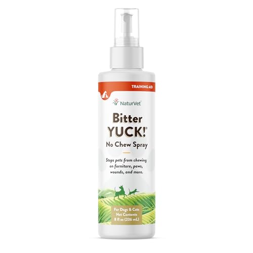 NaturVet Bitter Yuck! No Chew Spray for Dogs, Cats, and Horses Pet Training Spray, Liquid, Made in The USA, 8 Ounce
