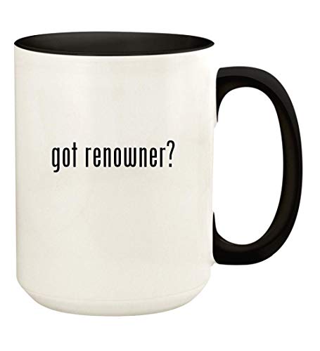 Knick Knack Gifts got renowner? - 15oz Ceramic Colored Handle and Inside Coffee Mug Cup, Black