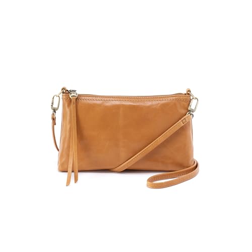 HOBO Darcy Leather Crossbody Bag for Women, Convertible to Shoulder Bag and Wristlet, Natural