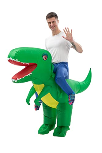 BETTWITEH Dinosaur Costume Adult Funny Blow up Halloween Ride on Dino T-Rex Inflatable Costumes