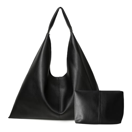 Leather Tote Bag, Oversized Hobo Bags, Large Tote Bag for Women Work, Vegan Leather Handbags Travel, Tote Bags for School, Black