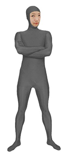 VSVO Spandex Open Face Full Bodysuit Zentai Suit for Adults and Kids (Dark Grey, Kids Medium)