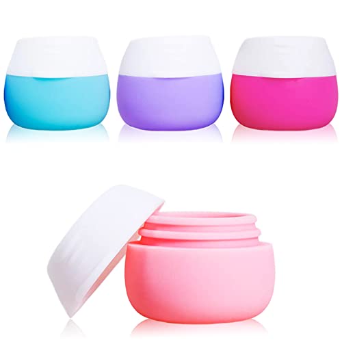 Gemice Travel Containers for Toiletries, Silicone Cream Jars, TSA Approved Travel Size Containers Leak-proof Travel Accessories with Lid for Cosmetic Makeup Face Body Hand Cream (4 Pieces)