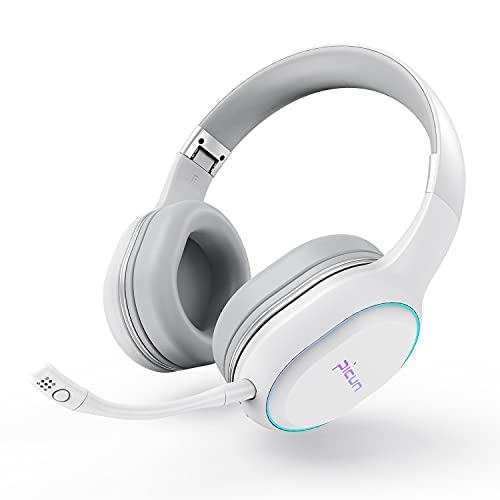 Meseto Wireless Bluetooth Noise Cancelling Headphones with Microphone, Foldable Over-Ear Headset with Comfortable Protein Earpads, 60 Hours Playtime, for Travel/Work, White