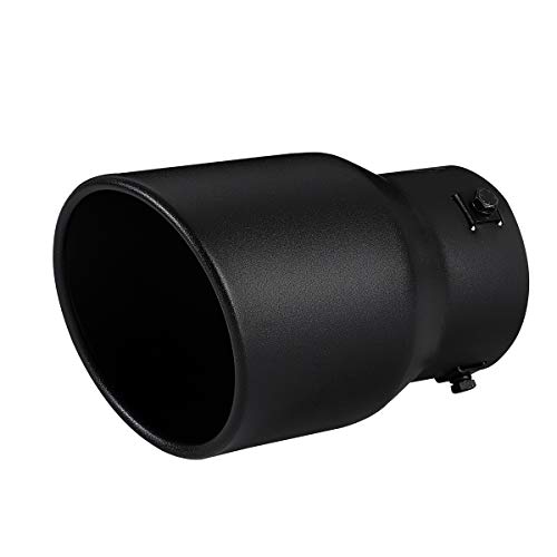 TriTrust Exhaust Tip, 2.5-3 inch inlet adjustable,Fit 2.5''/2.75''/3'' Outer diameter Tailpipe, 4.5'' Outlet 7'' Long Muffler Tip, Black Powder Coated Stainless Steel Tail Tip