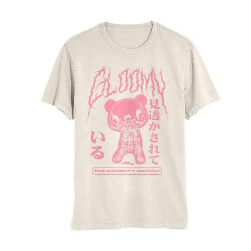 Isaac Morris Limited Gloomy Bear Pink Skeleton Mens and Womens Short Sleeve T-Shirt (Small, Beige)