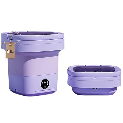 Portable washing machine,Mini Washer,11L upgraded large capacity foldable Washer, Deep cleaning of underwear, baby clothes and other small clothes.Suitable for apartments, dormitories, hotel. (Purple)