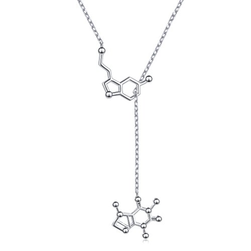 JZMSJF S925 Sterling Silver Serotonin Molecule Dopamine Science Pendant Necklace for Women Jewelry Gift