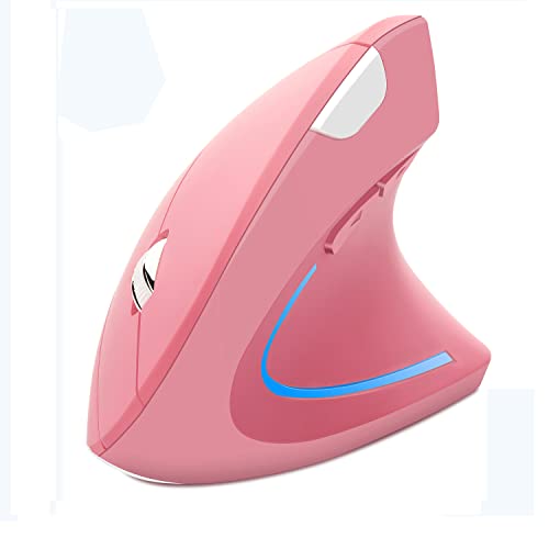 Wireless Mouse Ergonomic Vertical Mouse Ergo LED Light High Precision Optical Cordless Lightweight Mice Gift for Boy Girl Adults for PC Computer Laptop Mac Office,with Side Buttons, 800/1200/1600 DPI