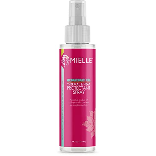 Mielle Mongongo Oil Thermal & Heat Protectant Spray, Protects Hair from Heat Damage, Intense Heat Defense, Curl Pattern Protection, Safe for All Hair Types, 4 Ounce