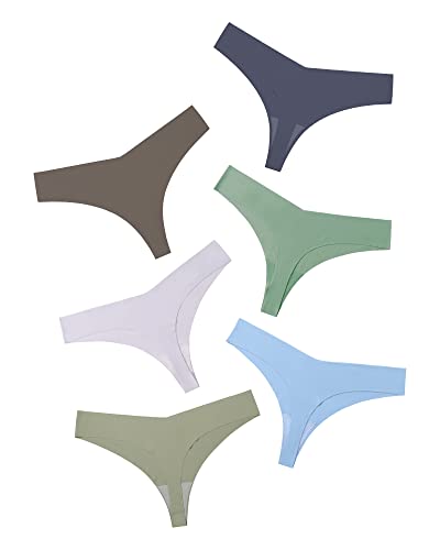 DEANGELMON Seamless Thongs for Women No Show Thong Underwear Women Comfortable Multiple Pack (6P10,S)