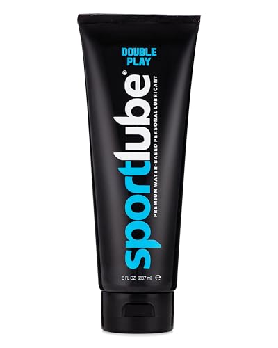 Sportlube Double Play Premium Water-Based Personal Lubricant 8oz Tube - Intimate Sex Lube for Men, Women, & Couples - Natural Feel, Silky Smooth, Non-Staining