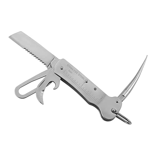 Sailor's Survival Knife Pocket Size EDC Multi Tool Swiss Army Skipper Emergency Rigging Tool with Can Opener, Screwdriver, Knife, Wire Stripper for Boating, Sailing, Fishing and Hunting