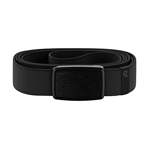 Groove Life Groove Belt Low Profile Midnight/Black - Men's Stretch Nylon Belt with Magnetic Aluminum Buckle, Lifetime Coverage - Medium (33-36')