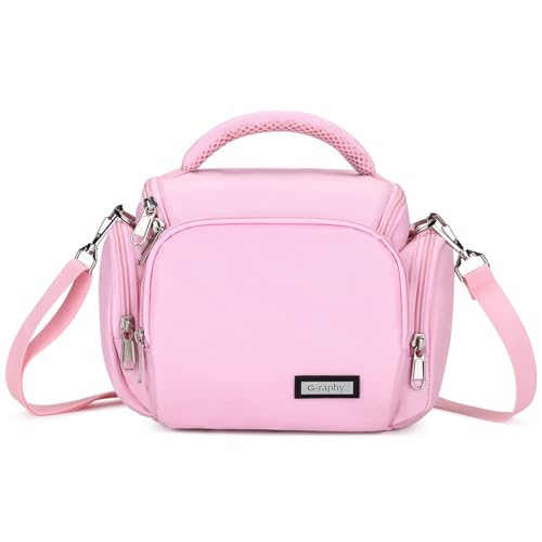 G-raphy Camera Bag SLR DSLR Mirrorless Pink Camera Case Compact Camera Shoulder Bag with Removable Strap Waterproof for Women and Men