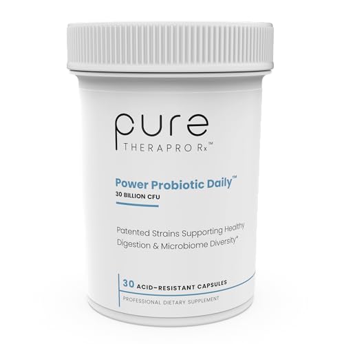 Pure Therapro Rx Power Probiotic Daily - 30 Acid-Resistant Capsules | 4 Proven Strains - 30 Billion CFU/Capsule | Patented Activ-Vial Desiccant Bottle to Ensure Freshness | NO Refrigeration Required